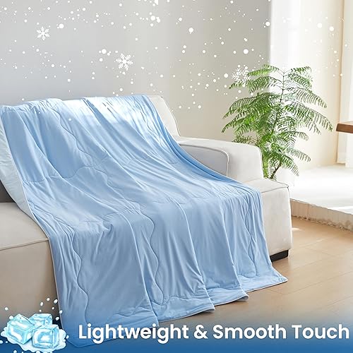 Miniatura 5 de Simple&Opulence Edredón refrescante, tela de tacto frío que absorbe el calor corporal, diseño fresco de doble cara para todas las estaciones,