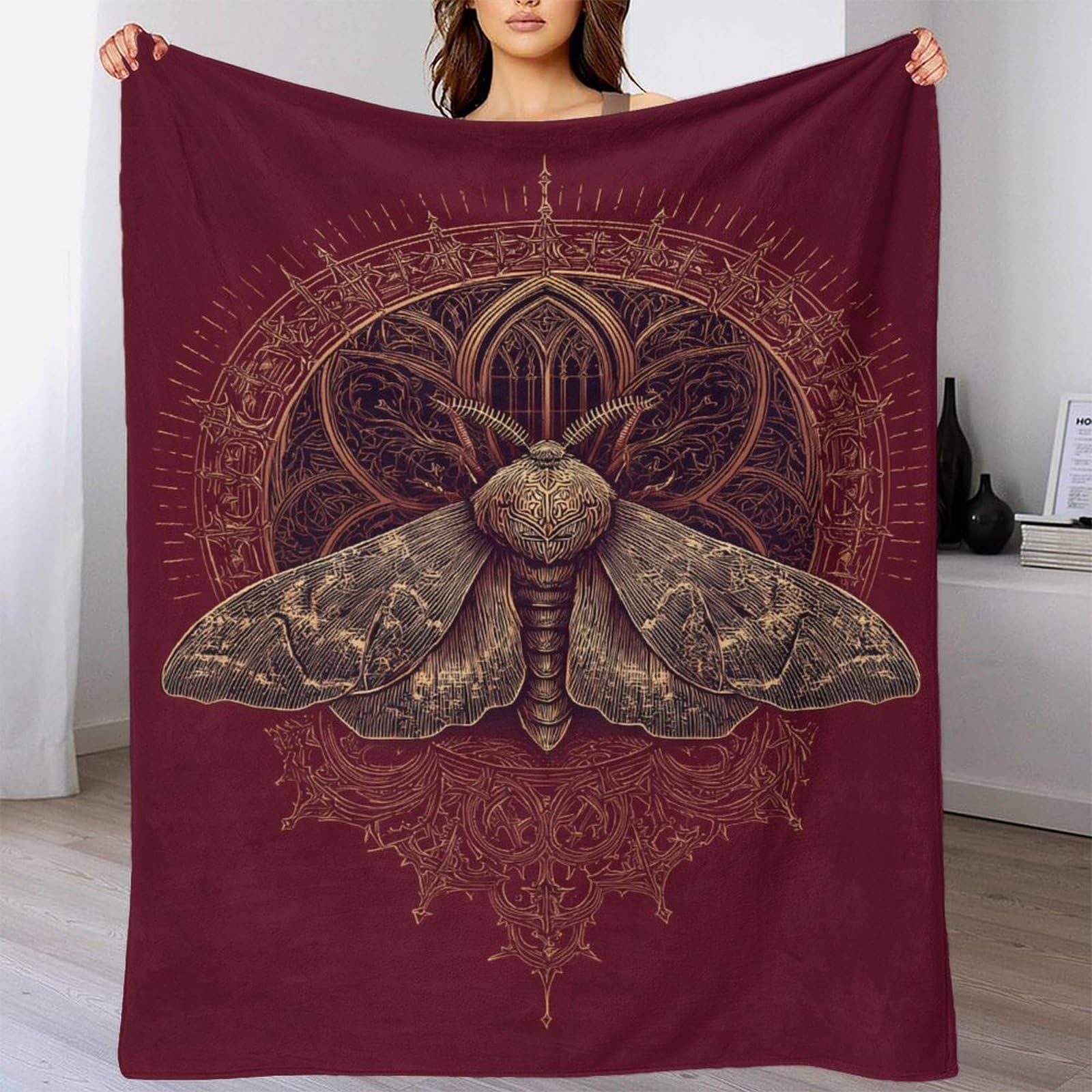 Couverture en flanelle polaire 3D au fini moelleux d'exception et motif mandala doré élégant