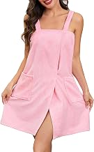 Lovasy Women's Bathrobe Robe Robe Wrap Large Spa Towel with Adjustable Buttons Soft Lightweight Sauna Kilt with Pocket