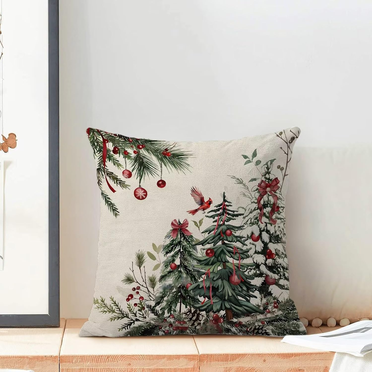 Christmas Throw Pillow Covers Christmas Tree Outdoor Decorative Pillow Covers 18x18 Set of 2, Winter Xmas Decor Seasonal Cushion Cover for Sofa Couch - Image 3