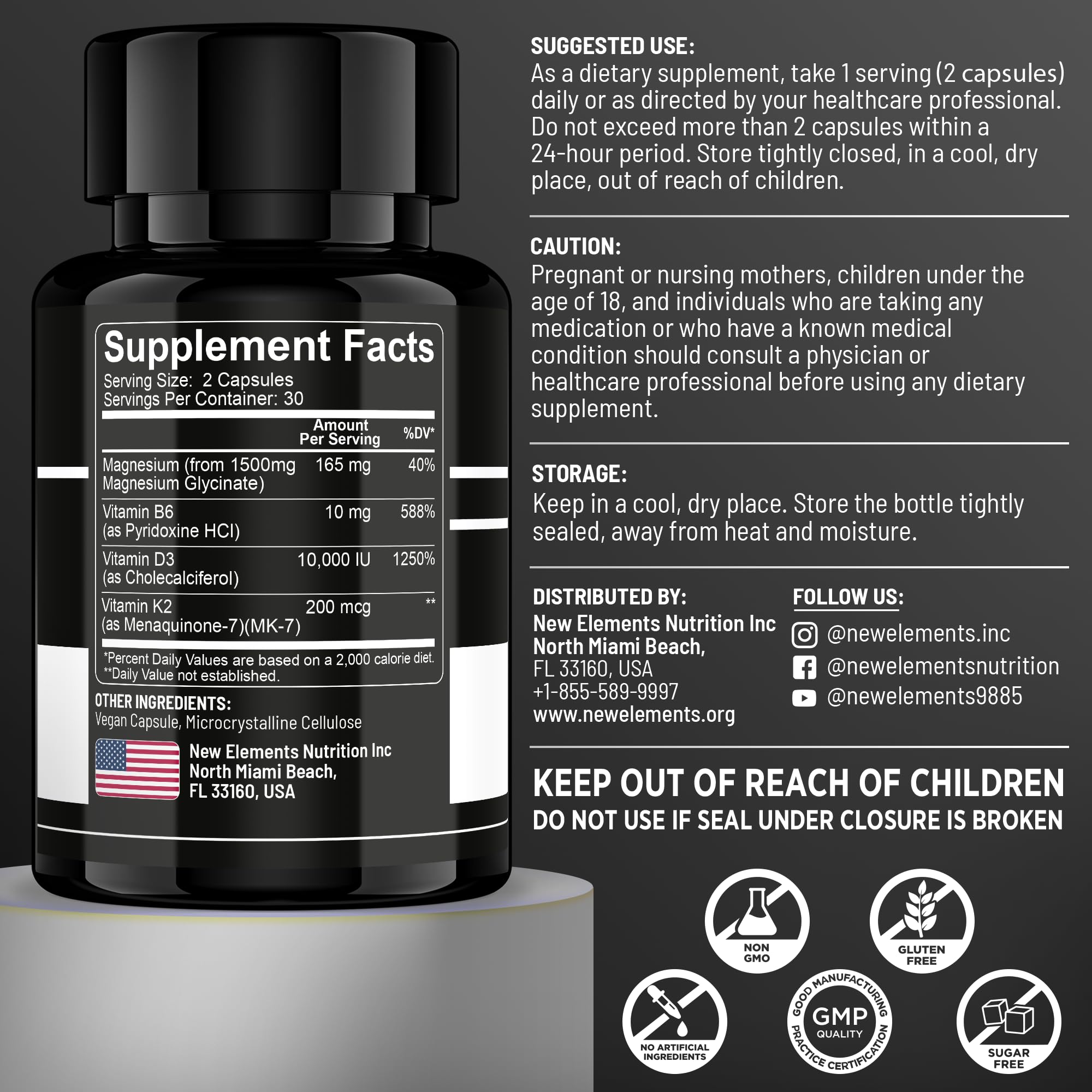 Vitamin D3 K2 with Magnesium Glycinate with Vitamin B6 for Enhanced Absorption | Magnesium 1500mg | D3 10,000 IU | K2 (MK7) 200mcg | Vitamin B6 10mg | Immunity | Heart & Nerve Support | Vegan, Non-GMO — Amazon image 4