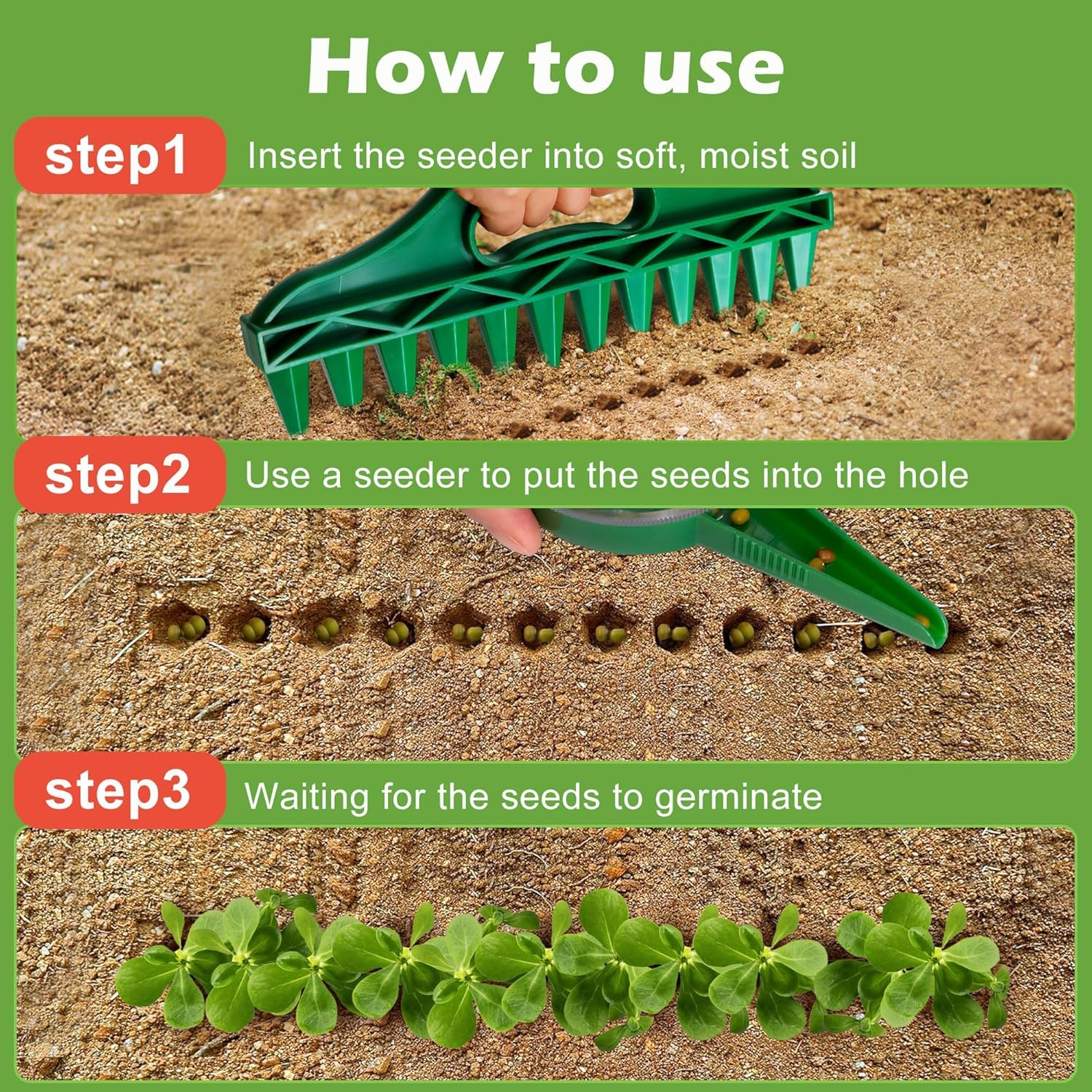 2 Pezzi Distributore di Semi, Dispensatore Sementi, Strumento di Semina da Giardino, Seminatore Manuale con Spargitore Manuale Regolabile per la Semina in Giardino (A)
