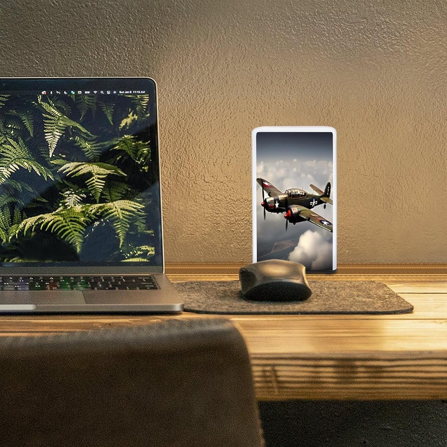 Cordless Night Light Battery Powered Dimmable Lamp for Reading World War 2 Aircraft Airplane Small Desk Lamp for Bedroom Living Room Office