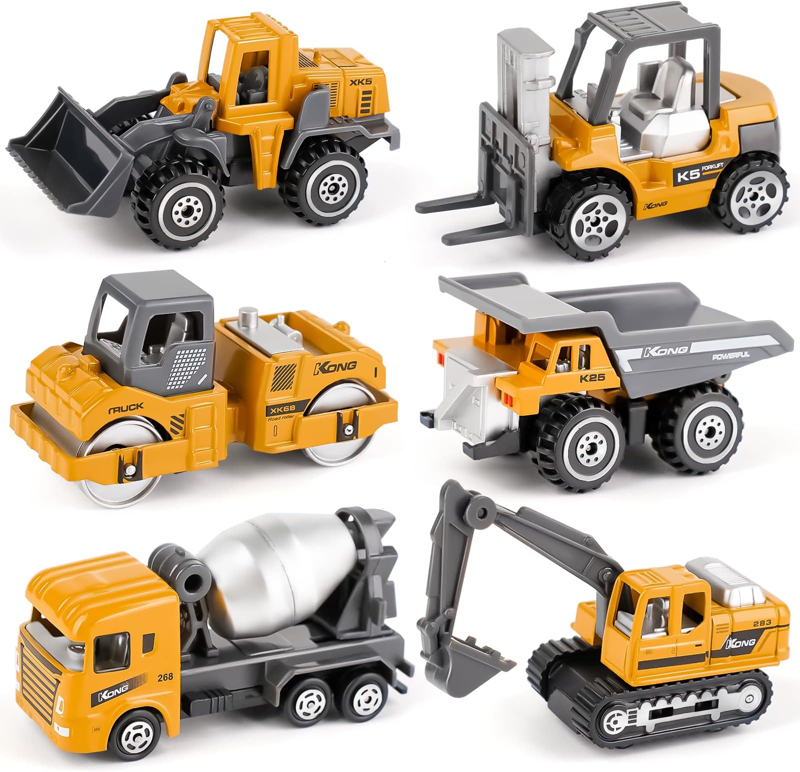 Dreamon Kid Diecast Metal Cars Engineering Vehicles Set,Construction Toys for Boys 3 Year Olds Sand Pit Play (6pcs Set)