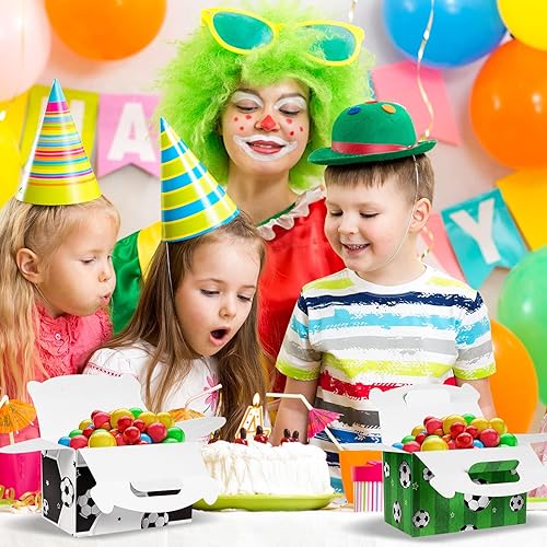Miniatura 6 de Outus Paquete de 16 cajas de golosinas de fútbol, bolsas de dulces de fútbol, bolsas de regalo de fiesta de cumpleaños, cajas de papel para galletas