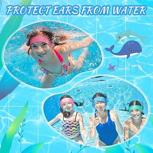 Miniatura 6 de 3 piezas de diadema de natación impermeable banda elástica de protección para los oídos para nadadores adultos hombres mujeres y niños tapones