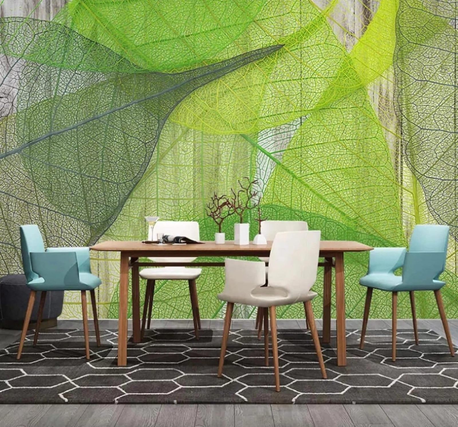 XLMING Fresh Minimalist Plants Green Leaves Texture 3D Wallpaper Luxury Home Dining Decor Paste Sofa Living Room The Wall for Bedroom Mural-250cm×170cm