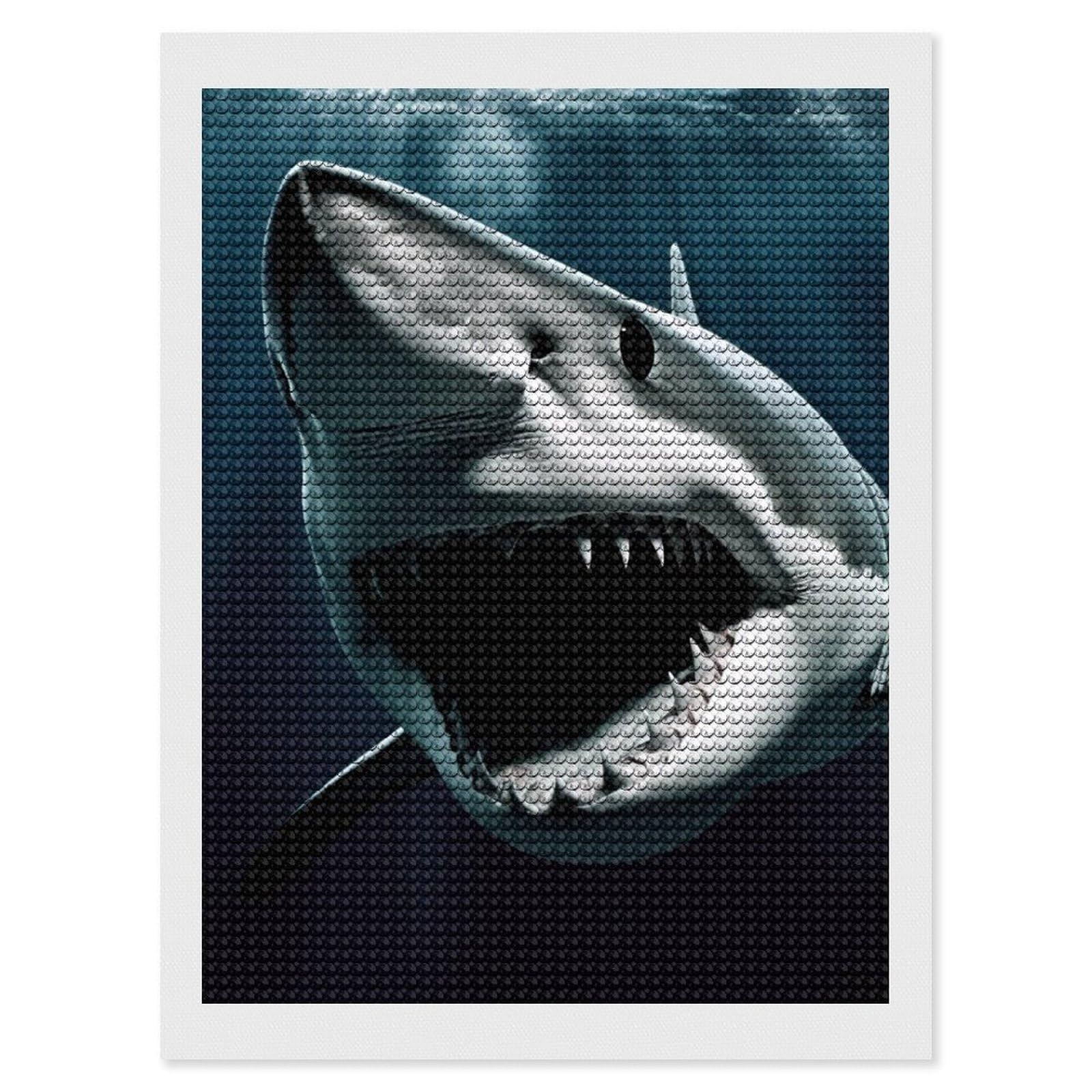 Shark Diamond Art Kits for Adults, DIY 5D Diamonds Painting Kits for Beginner, Round Full Drill Diamond Dots Painting, Diamonds Pictures Gem Art and Crafts Wall Decor 12"x16"