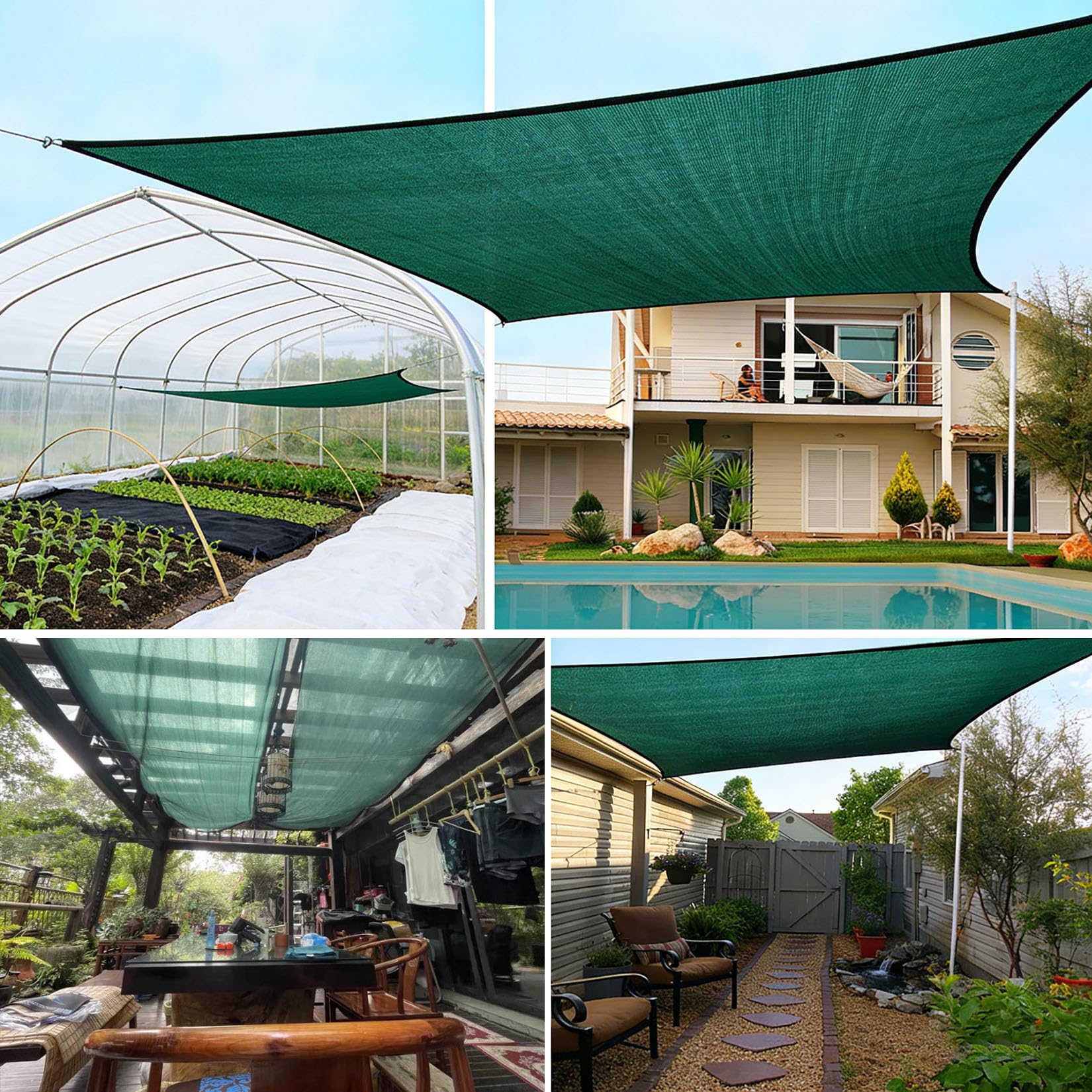 Telo Ombreggiante Verde 6x7m Rete Ombreggiante per Esterni Con Occhielli,88% Sole/UV Protezione Tessuto Ombreggiantes Traspirante Hdpe Panno Vele Parasole per Giardino/Pergola/Esterno/piscina