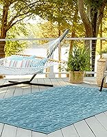 Vista 3 de Unique Loom Outdoor Trellis Textured Collection - Alfombra espacial (2 x 3 pies, rectangular, aguamarina y marfil)