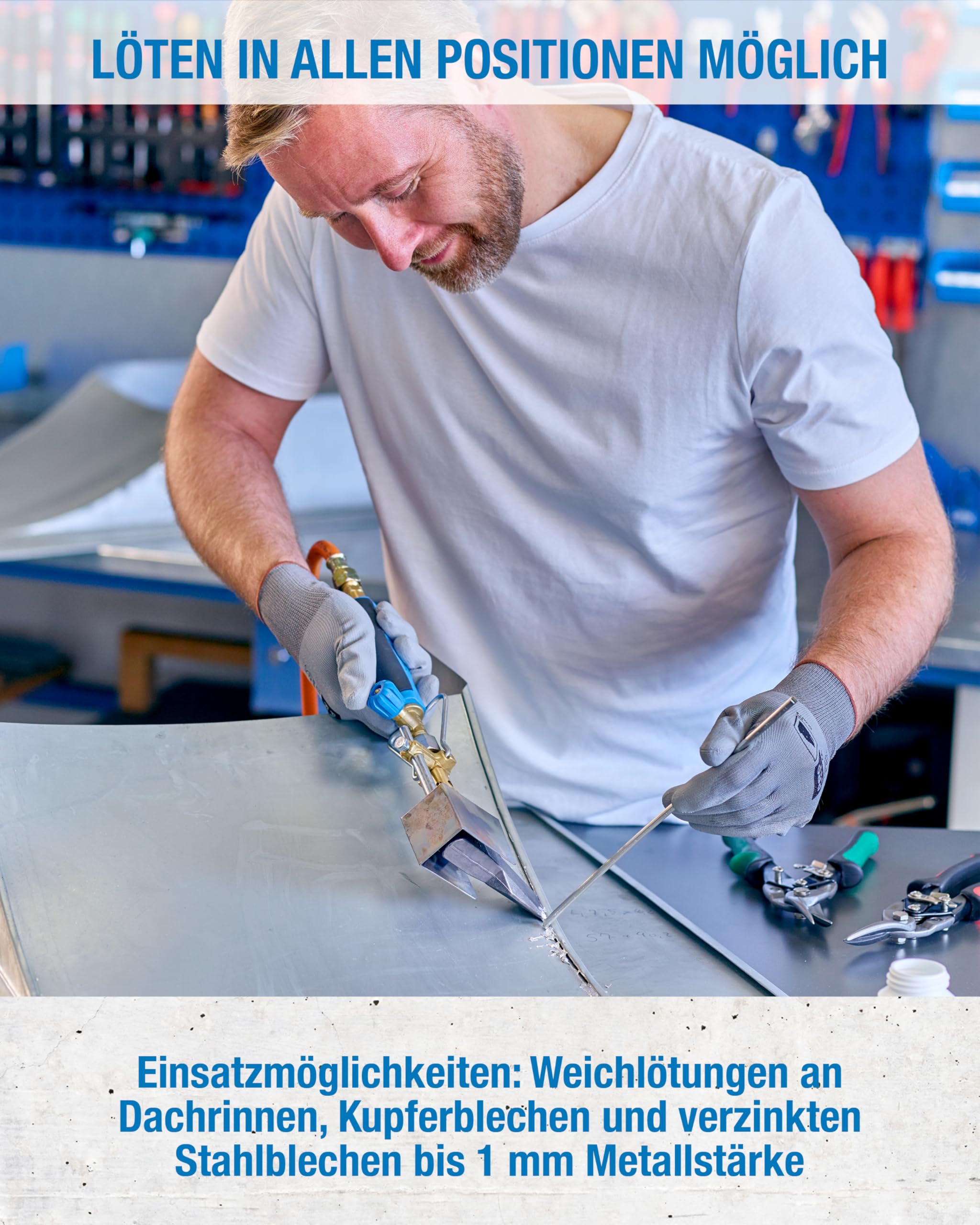 CFH Kupferlötkolben KL 147 350 g Hammer Gas Lötkolben zum Weichlöten