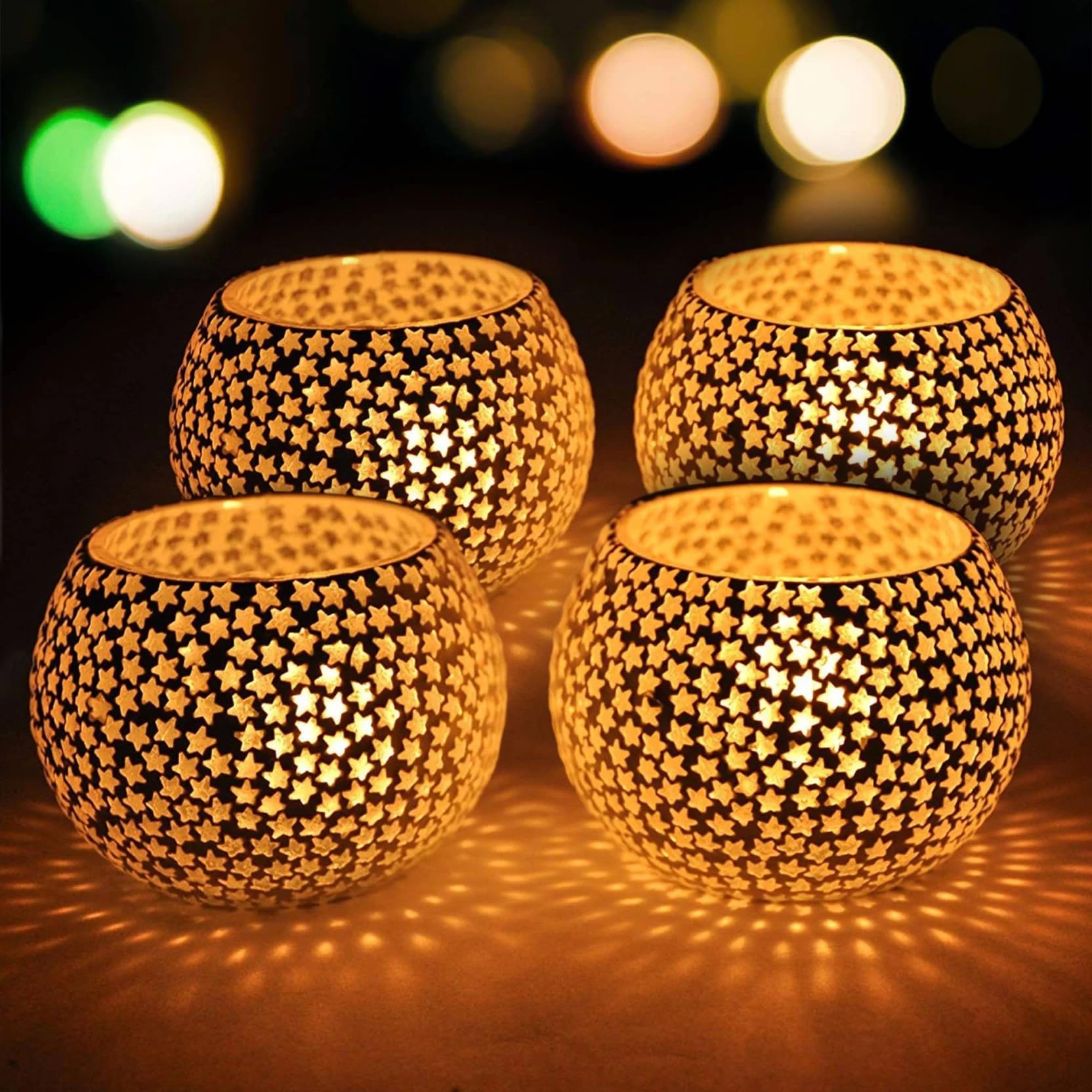 SKYTRENDS Set of 2 Mosaic Glass TeaLight Votive Candle Holder for Living Room Table Home Decor Indoor Outdoor - Christmas Decorations Items, Diwali Decor, New Year Decor(Multicolor, Glass)-03 (B0DG321F2M) Amazon Price History, Amazon Price Tracker
