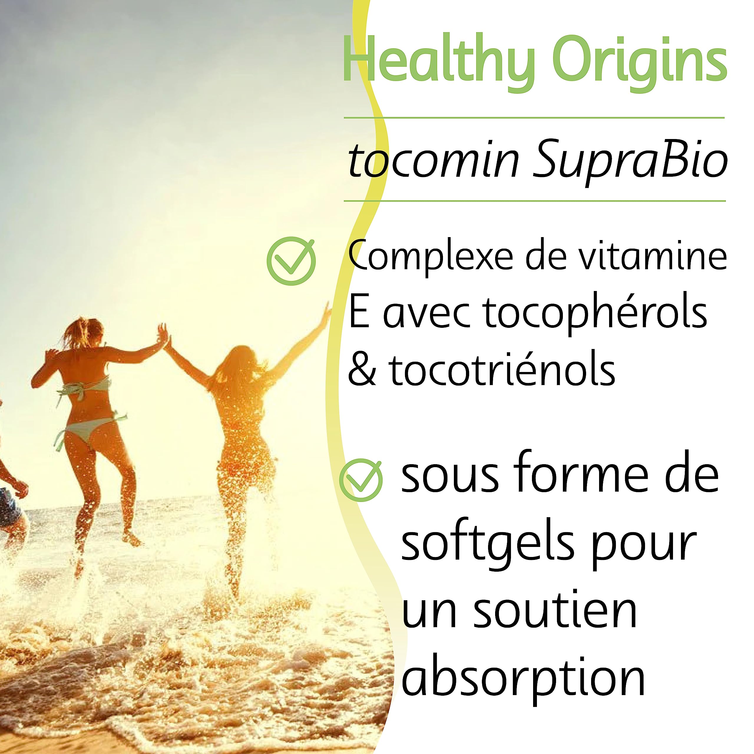 Healthy Origins, Natural Tocomin SupraBio, 50 mg, 60 Capsules molles, Testé en Laboratoire, Vitamine E, Sans Gluten, Sans Soja, Sans OGM