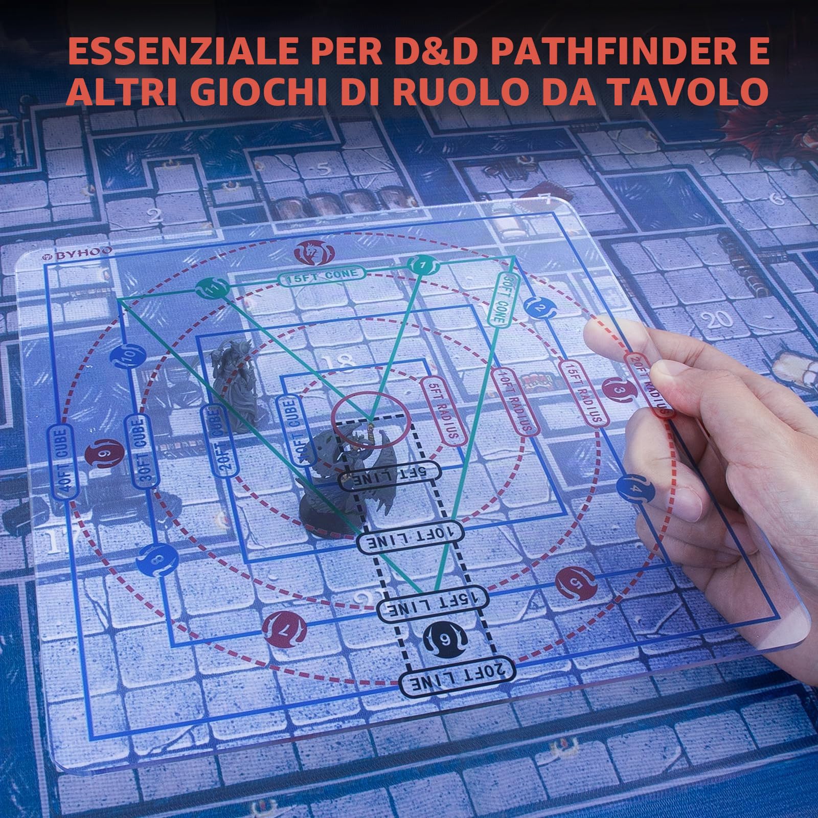 Byhoo Spell AOE Damage Template aggiornato, Marker di effetto area acrilico per DND 5e 3e Pathfinder e più RPG da tavolo, accessori di gioco ideali per Dungeon Master e D&D Fans