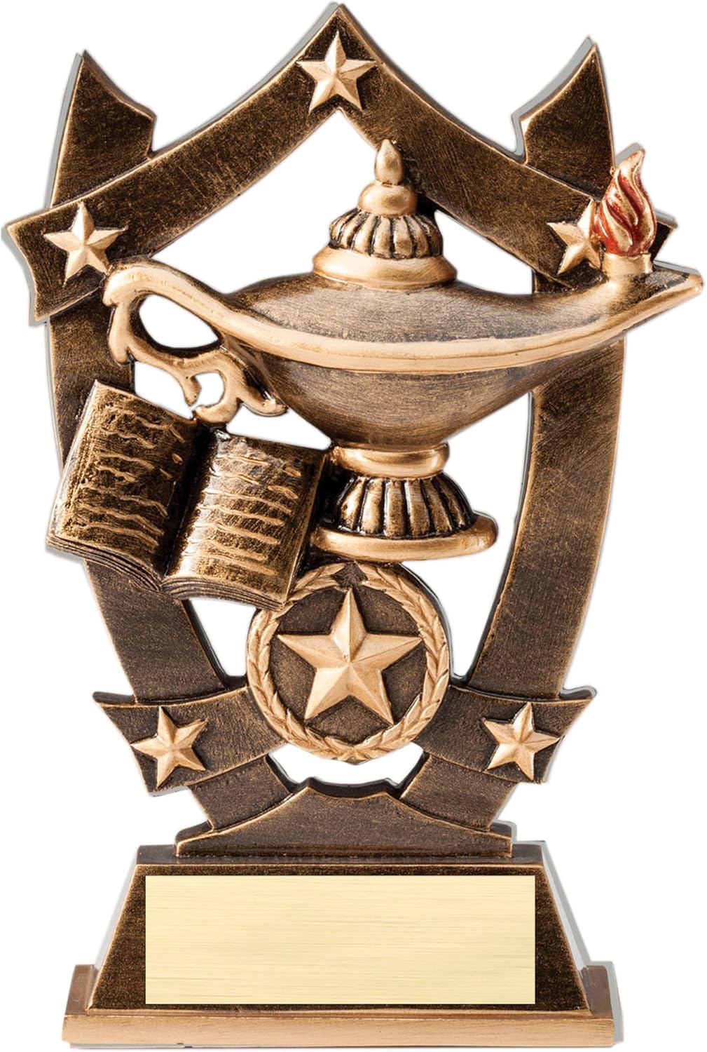 Decade Awards Stars Academic Trophy - Gold Lamp of Knowledge Award - Custom Engraved Scholar or Graduation Trophy - Education Recognition Prize - Customize Now (6.25 Inch Tall)