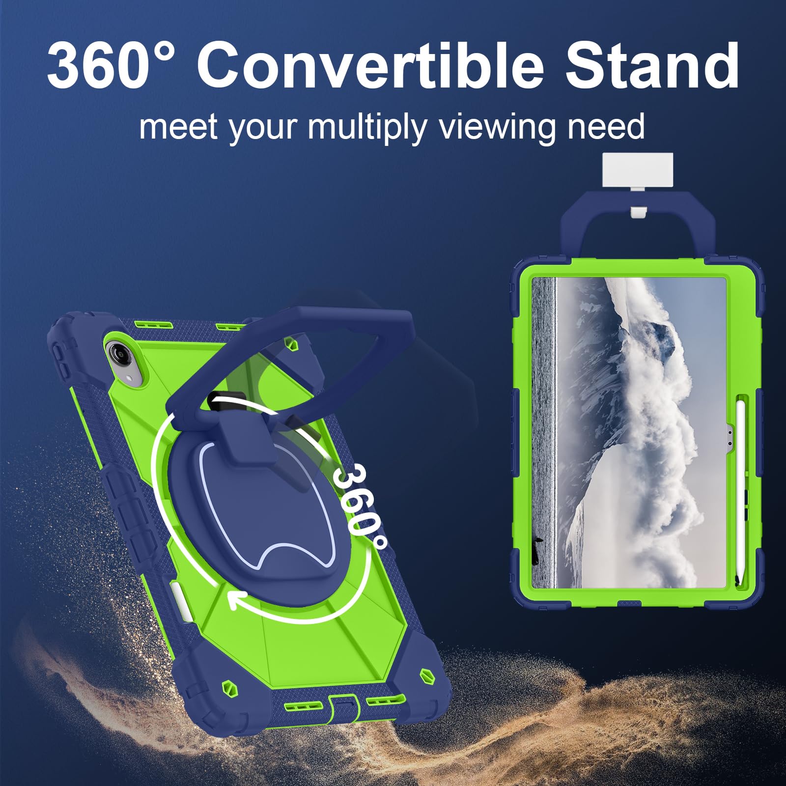 Compatibile con Lenovo Xiaoxin Pad Pro GT 13 (2026) TB378FC 13" custodia con supporto/portamatite, custodia protettiva robusta e resistente antiurto con tracolla (verde navy)