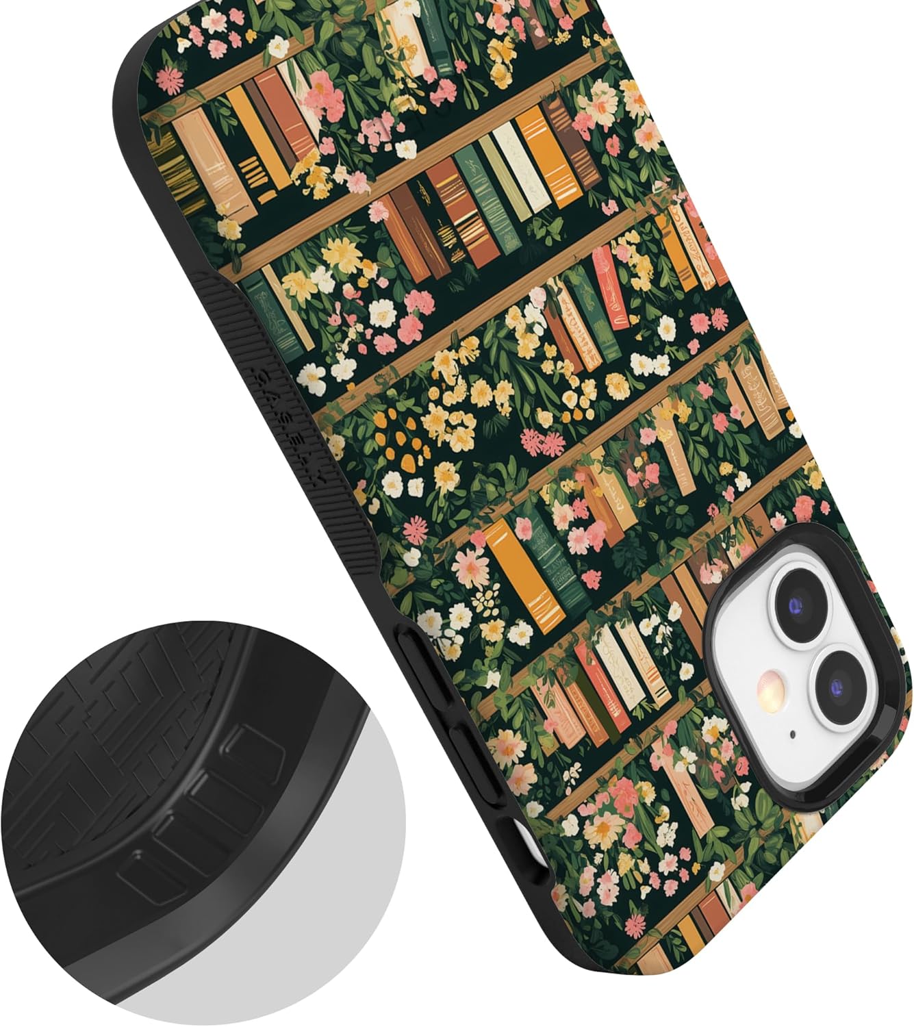 Casely iPhone 12 Mini Case | Book Nook | Floral Library | Bold Protective Design | Compatible with MagSafe