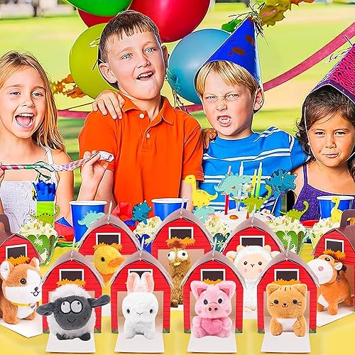 Vista 7 de 12 piezas de animales de granja de peluche, adopta una fiesta de granja para mascotas, bolsas de regalo, juguetes de regalo a granel con caja