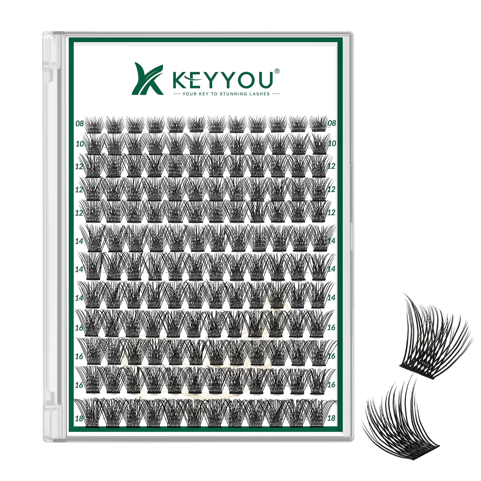 Lash Clusters 144pcs Eyelash Clusters D Curl 8-18MIX Individual Lashes KEYYOU Air Touch Cluster Lashes Super Lightweight Soft Wispy Comfortable Easy