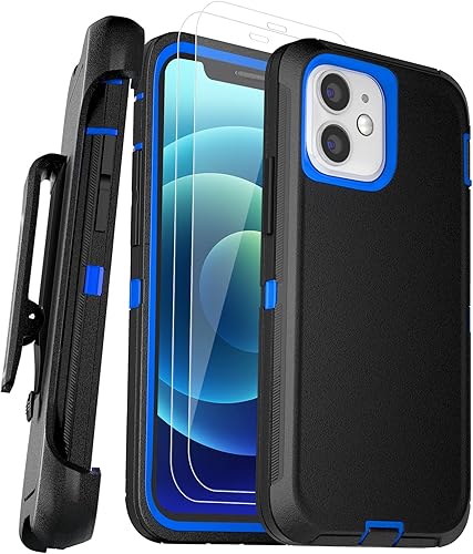 Miniatura 7 de Funda para iPhone 12  iPhone 12 Pro de 6.1 pulgadas con 2 protectores de pantalla, carcasa de cuerpo completo, resistente, de grado militar,