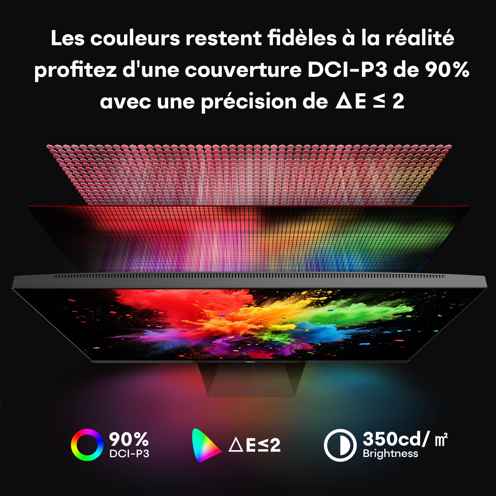 HKE G24H3D Écran PC Gamer 24 Pouces IPS FHD 240Hz Jusqu'à 260Hz HDR400 Ecran Gaming
