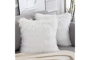 WLNUI White Faux Fur Throw Fluffy Soft Cushion Covers