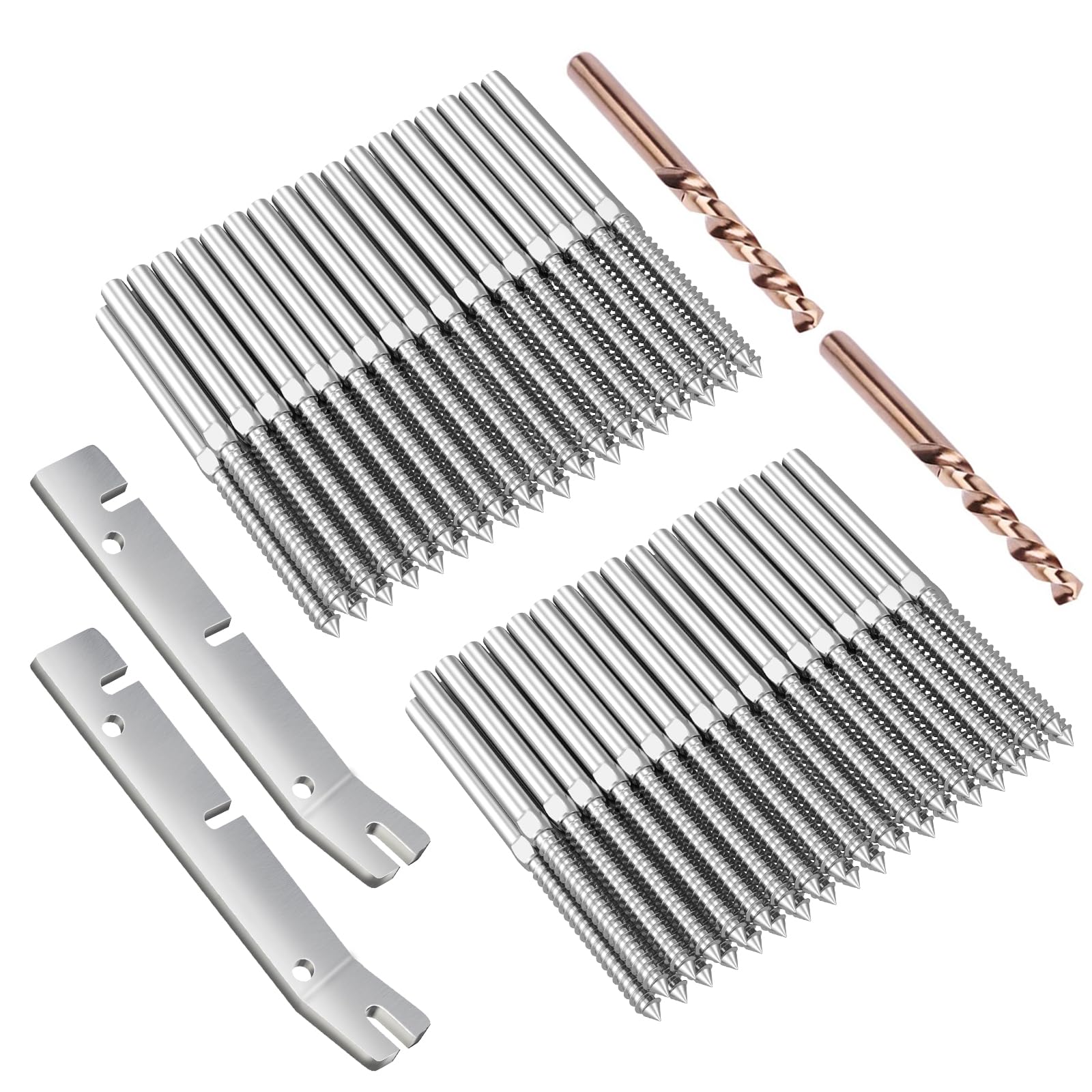BLIKA 64 Pack T316 Stainless Steel Right&Left Handed Thread Swage Lag Screws for Wood Posts of 1/8" Deck Cable Railing Kit, Wire Railing Kit for Decks with Wrench, DIY Wood Baluster