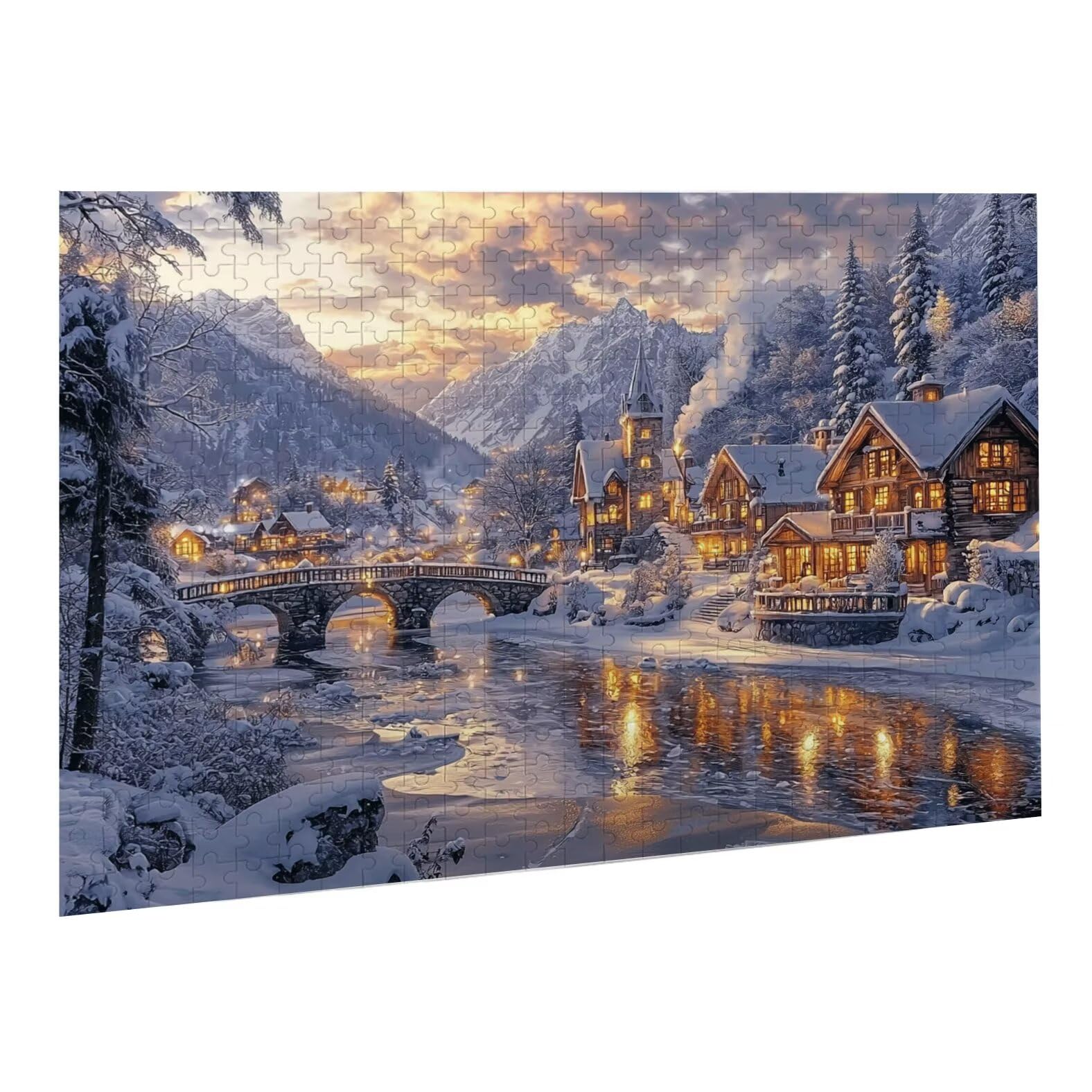 Puzzle dla dorosłych, 4000 sztuk, trudne drewniane puzzle, gra, gra logiczna, gra ręczna, dekoracja rodzinna, kreatywna rozrywka, prezent 87 x 141 cm śnieg krajobraz K0F-807