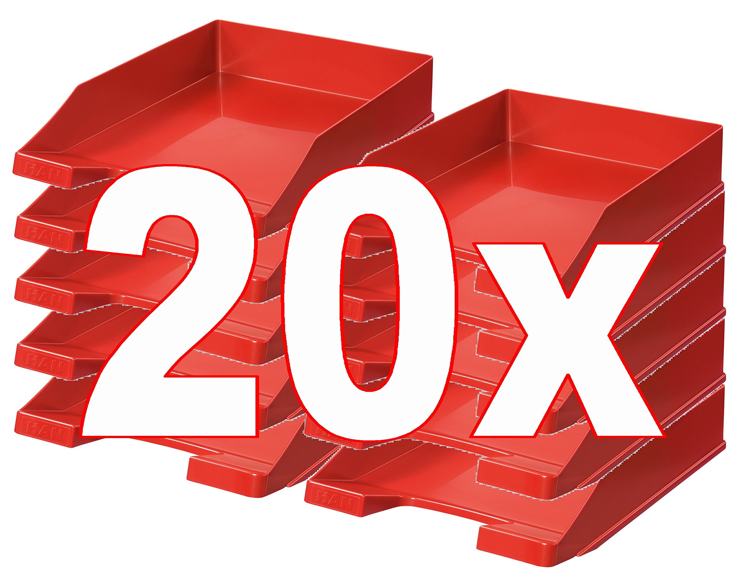 HAN 1027-X-17 - Portalettere classico, 20 pezzi, per ufficio, per documenti, formato A4/C4, colore: Rosso