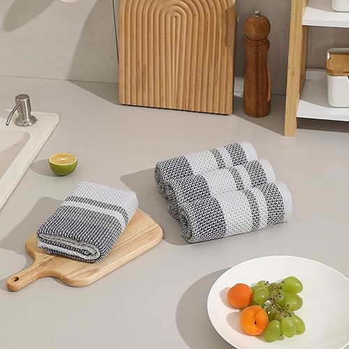 Miniatura 7 de SALAS Toallas de cocina, paños de cocina para secar platos de cocina, 100% algodón, toallas de mano de gofre, altamente absorbentes, con lazo para