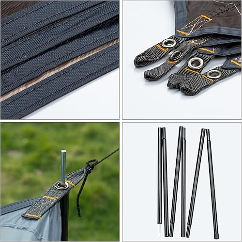 Miniatura 4 de Forceatt Lona de camping impermeable de 12 x 14 pies con 2 postes, refugio solar para automóvil, tienda de campaña, hamaca en camping, senderismo,