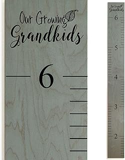 Headwaters Studio Wooden Growth Chart – Kids Height Chart, Wall Measurement for Kids, Height Chart for Wall, Growth Ruler for Children – Our Growing Grandkids, Gray (63"x6.7")