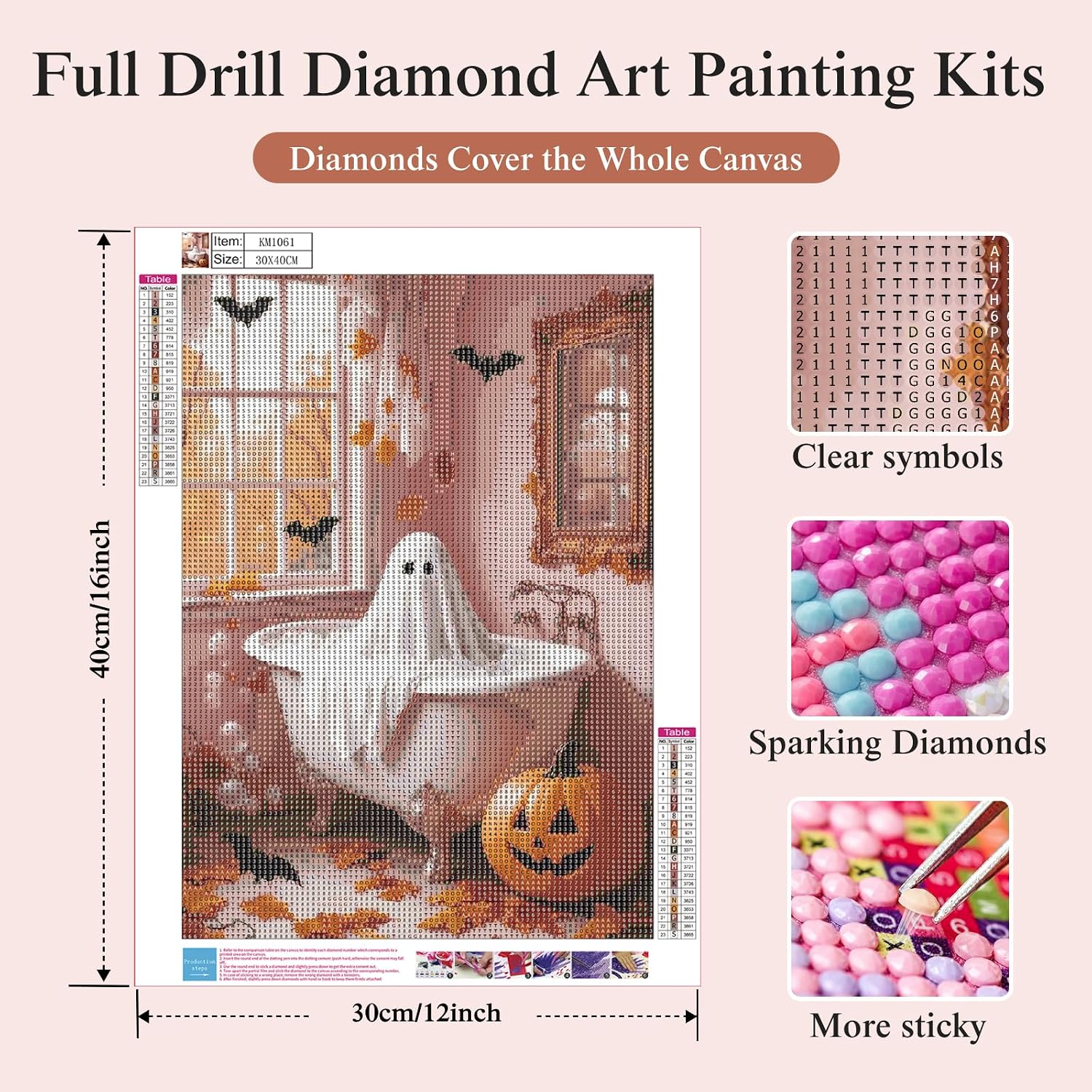 CSZPPQAF Halloween Diamond Painting Kits for Adults,Ghost Diamond Art