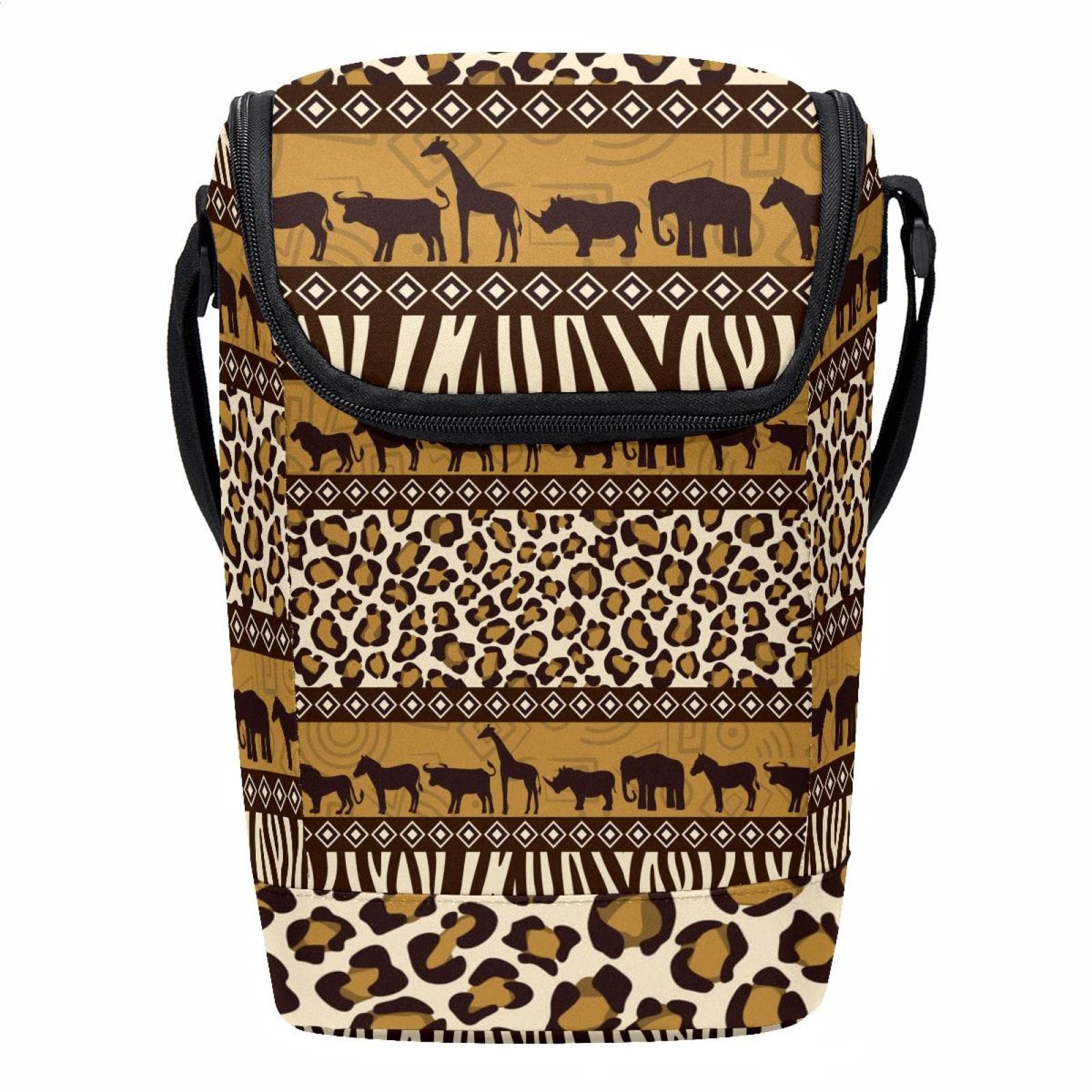 Lonchera con cremallera de jirafa y leopardo para llevar comida al trabajo o colegio