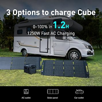 Segway Portable Power Station Cube 1000, 2200W AC Outlets, 1024Wh LiFePO4 Battery, Expandable Battery Capacity up to 5kWh Solar Generator for Camping, Home Backup, Power Outages, Off-grid