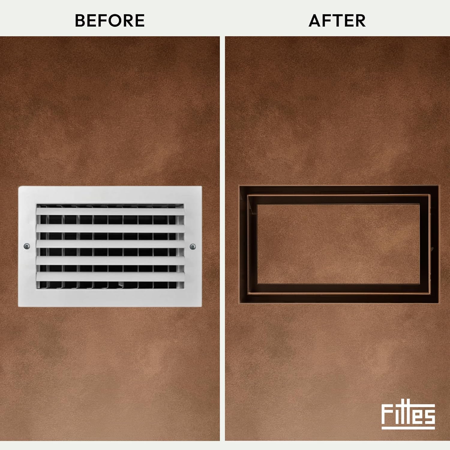 Fittes Flush Wall Vent [Lite+], Minimalist ABS Plastic HVAC Air Return Register Cover, Customizable Modern Increased Airflow Solution for Home or Ceiling, Pro Install – 6"x14" – Cotton White – 2 Pack