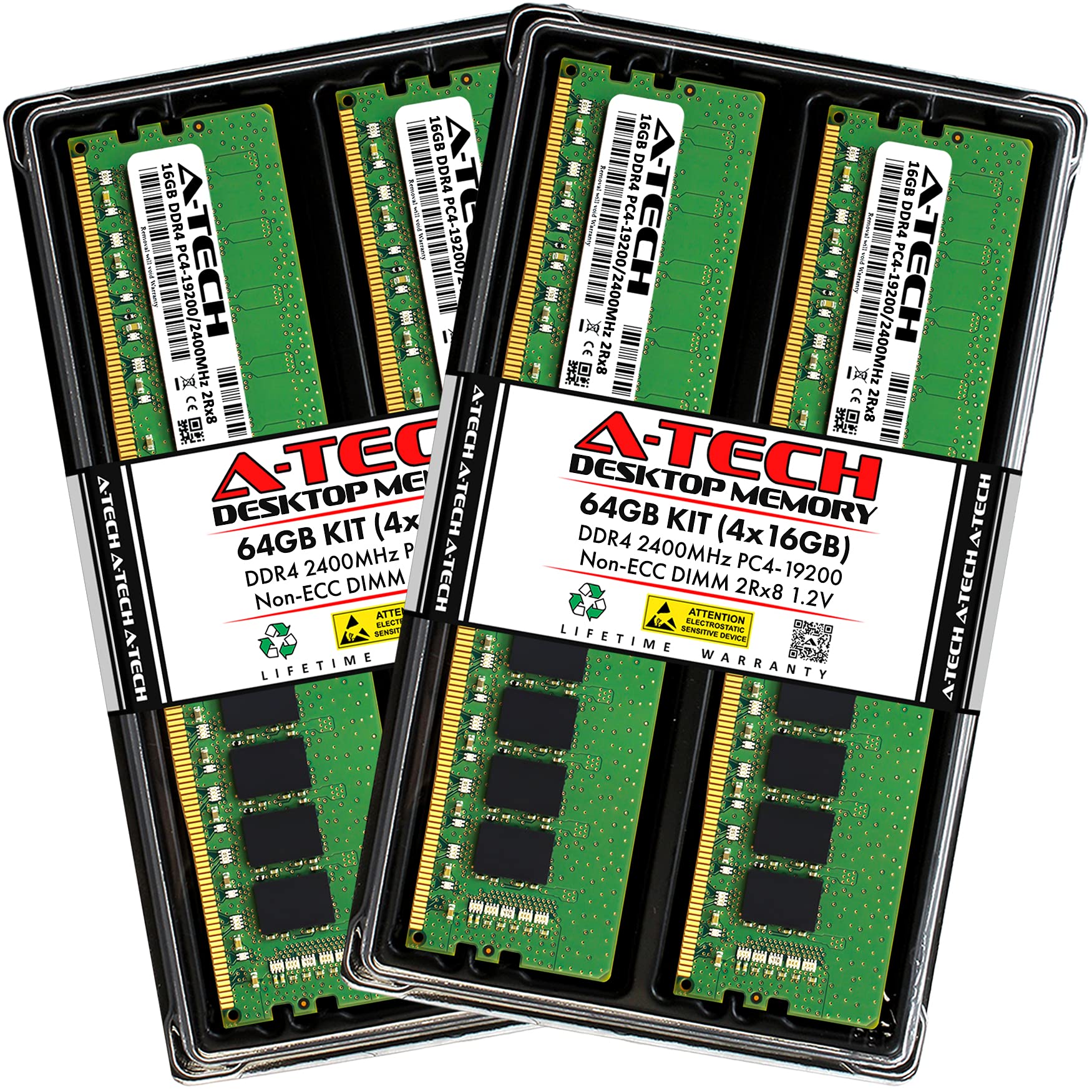 A-Tech 64GB DDR4 2400MHz UDIMM PC4-19200 CL17 DIMM 2Rx8 Non-ECC 