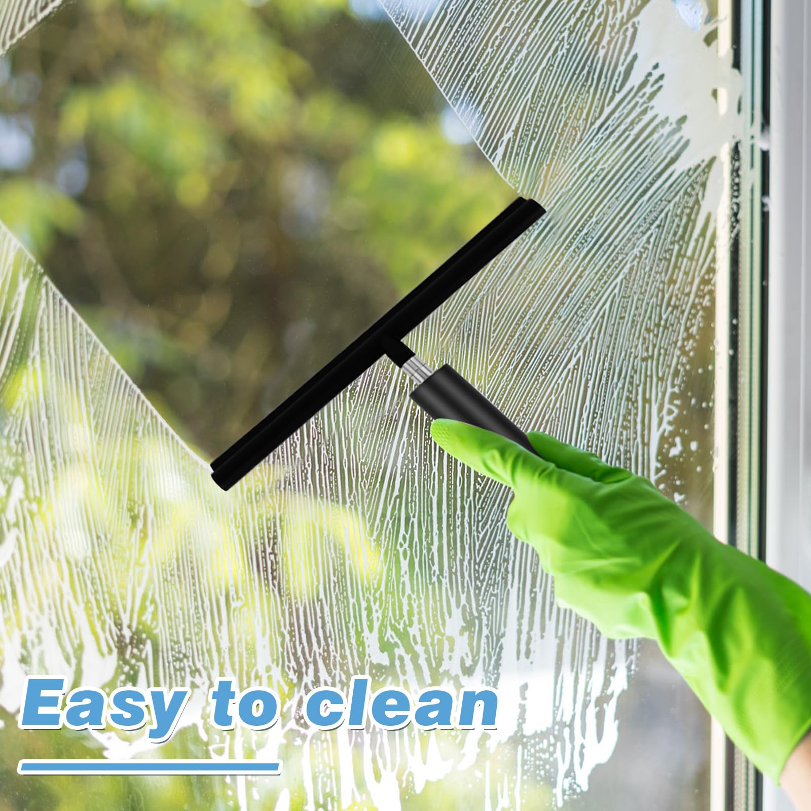 Tergivetro Per Doccia Estensibile - Lavavetri Con Manico Telescopico E Silicone, Nero, Per Finestre E Piastrelle - Foto 5