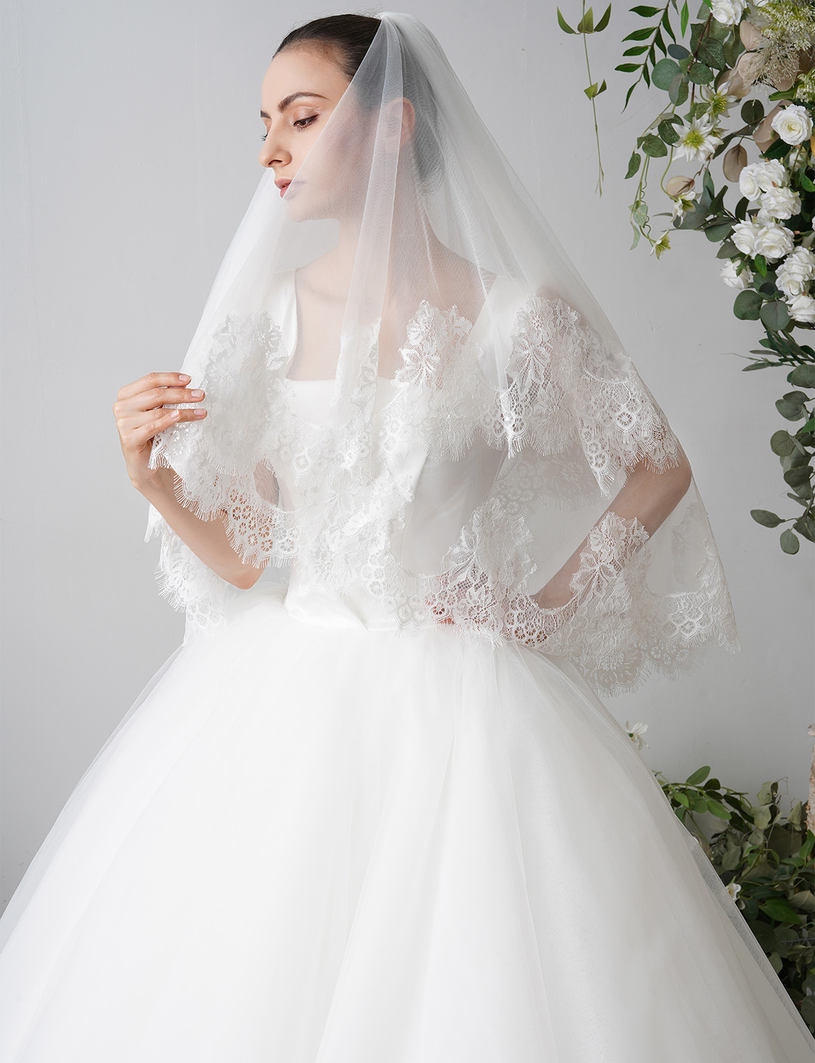 EllieHouse Women\'s Short 2 Tier Lace Wedding Bridal Veil With Comb L24 EllieHouse Women main image 4