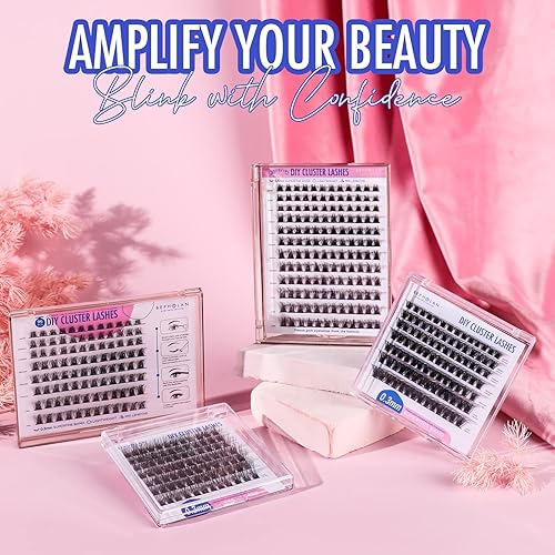 Miniatura 8 de Bepholan - Extensiones de pestañas en racimo para bricolaje, pestañas en racimo C, pestañas individuales, banda negra, C05B-84B