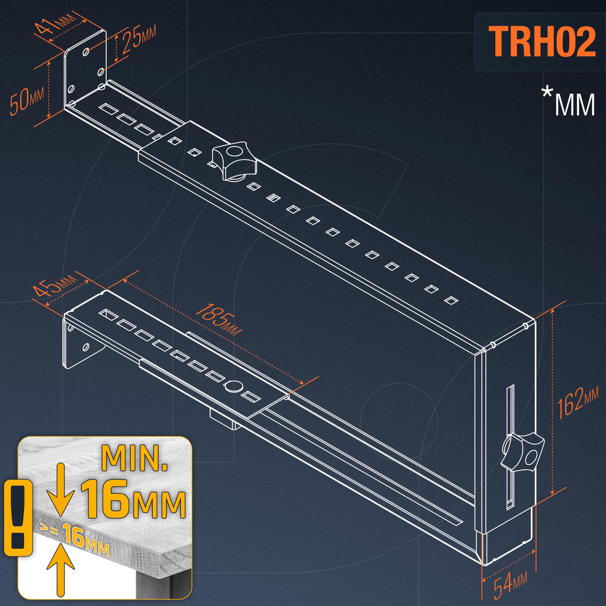 RICOO Soporte PC Bajo Escritorio TRH02-S, Soporte CPU Ajustable en Ancho y Altura, Montaje bajo Mesa Vertical u Horizontal, Soporte para Torre de Ordenador hasta 35 kg, Plata