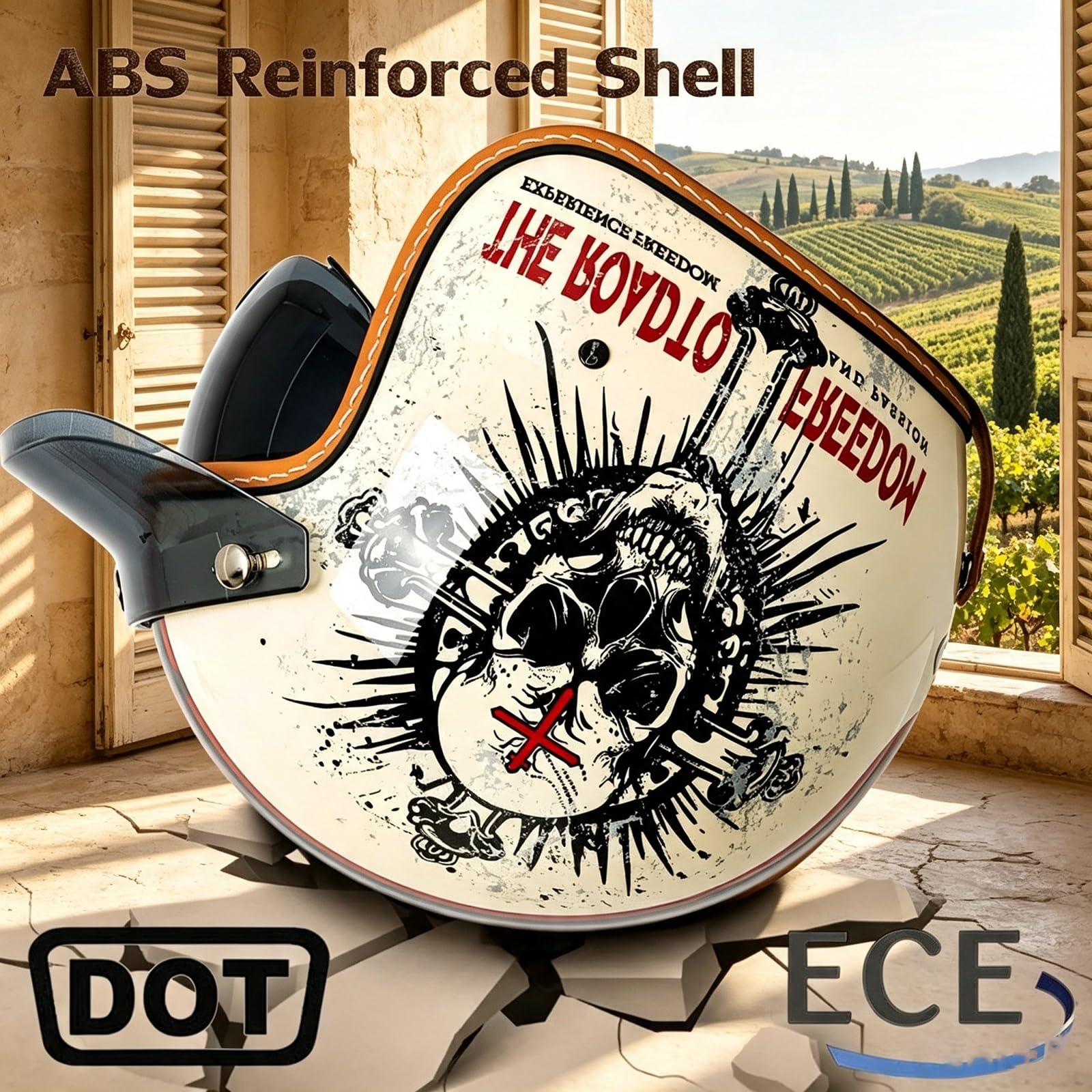 Rebel Casco Jet Moto, Casco Aperto Retrò Vintage
