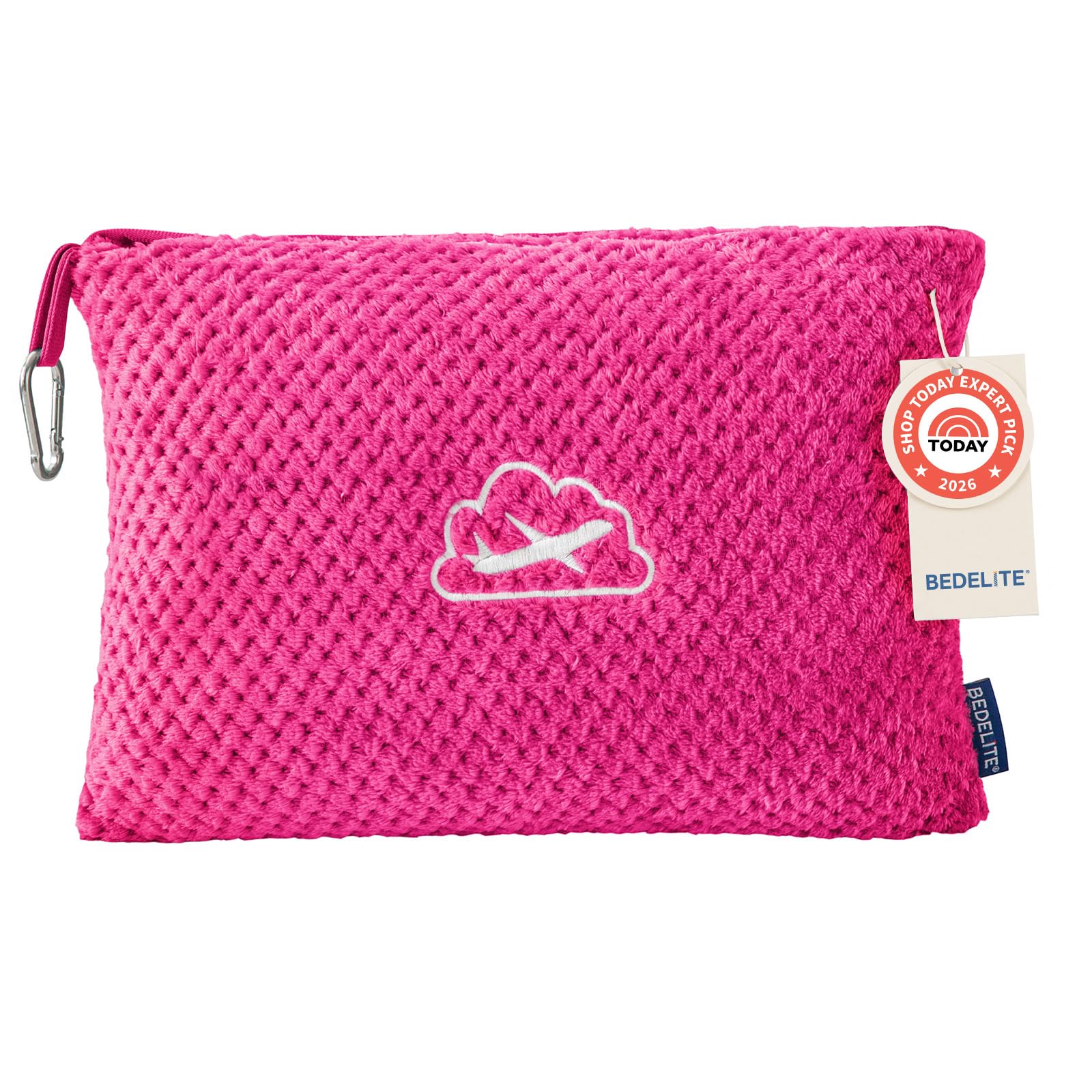 BEDELITE Travel Blanket with Bag, Jacquard Fleece Blanket 65"x40", Hot Pink