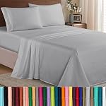 Elegant Comfort Luxury Premium Hotel Quality Microfiber 4-Piece Sheet Set - Wrinkle Resistant, All Around Elastic Fitted Sheet, Deep Pocket up to 16", Queen, Silver