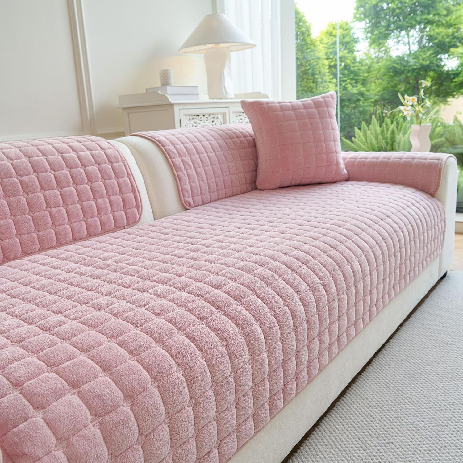 Housse De Canapé en Flanelle Coussin Canapé,Housse d'angle