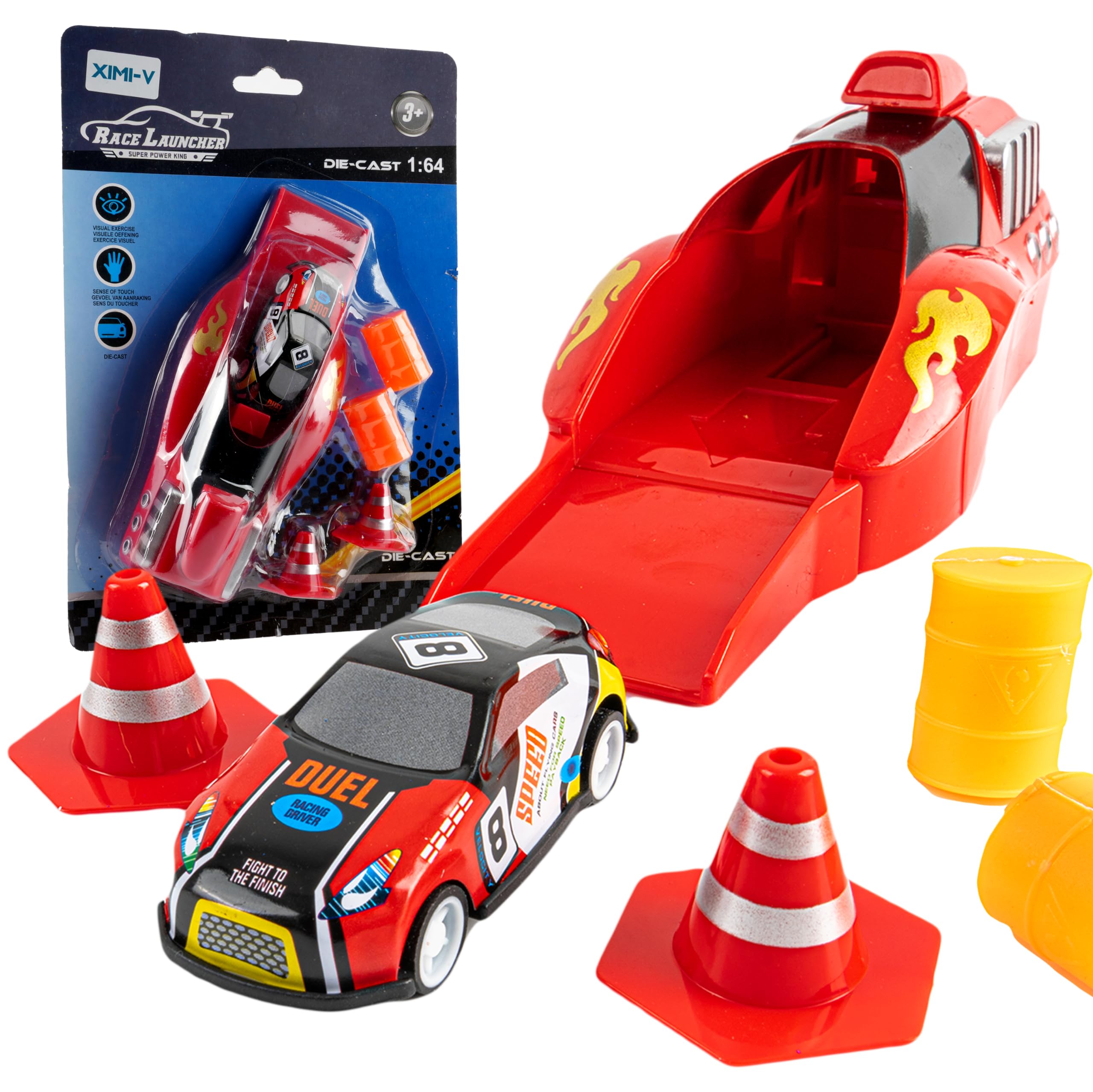 Bambibo Alloy Cars For Kids - 1:64, Diecast Race Cars With Launcher Ejection | 6 In 1 Play Cars Kids Toys | Children's Stunt Alloy Toy Car | Jumping Stunt Toy Car