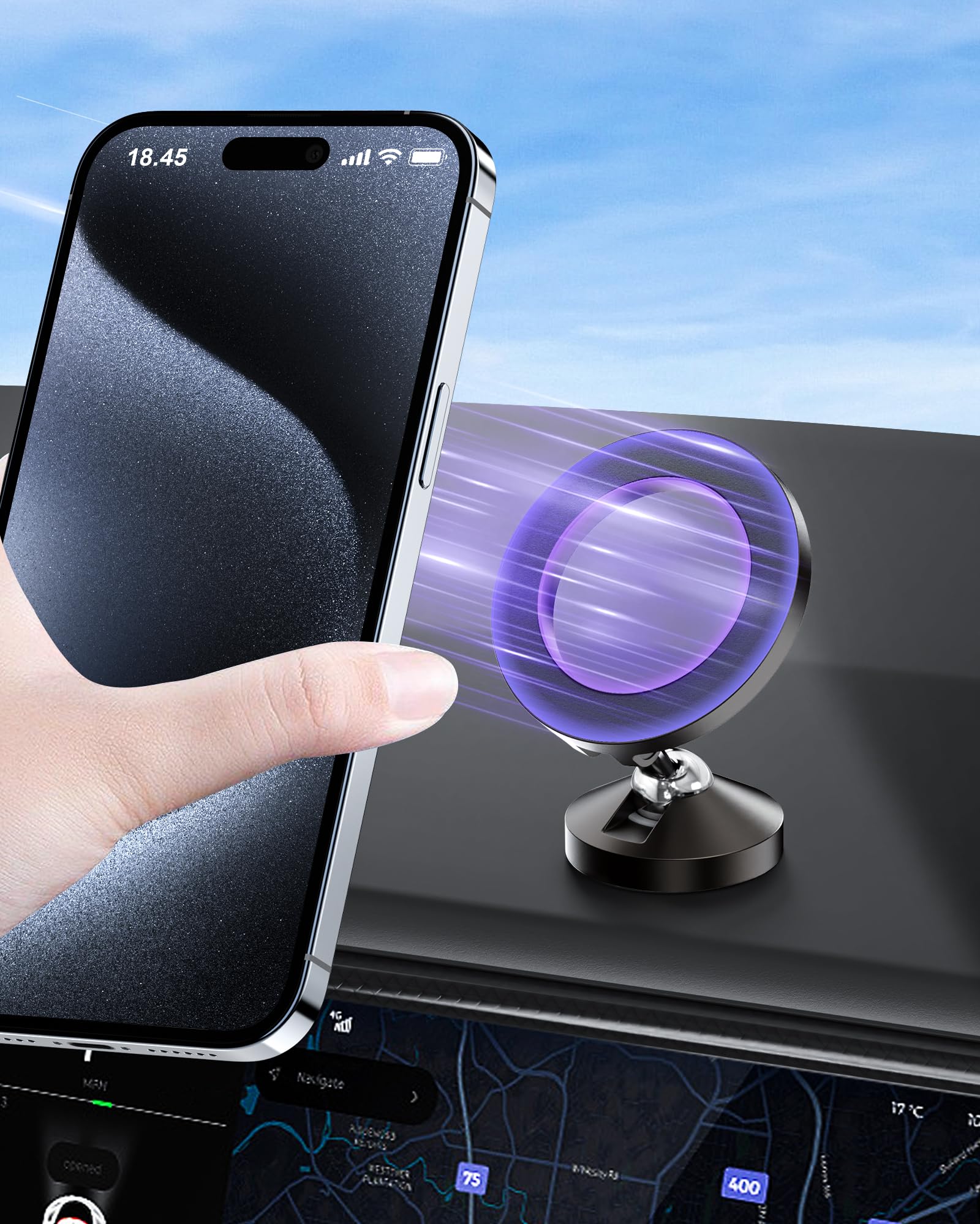 for MagSafe Car Mount Dashboard [360°All-Metal Foldable] Magnetic Phone Holder for Car Dash [Strongest Magnets & 3M Adhesive] Hands Free Car Phone Holder for iPhone 16 15 14 13 12 Pro Max Plus Mini