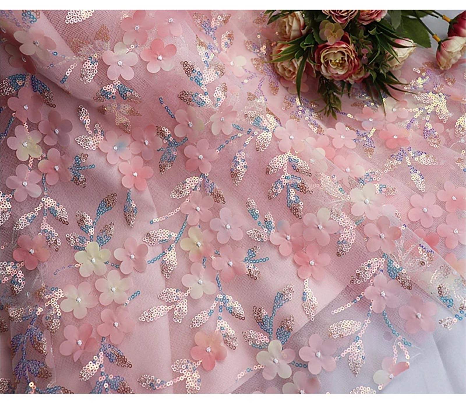 Gonna in Rete con Fiori Ricamati Paillettes Glitterate Weet Fairy