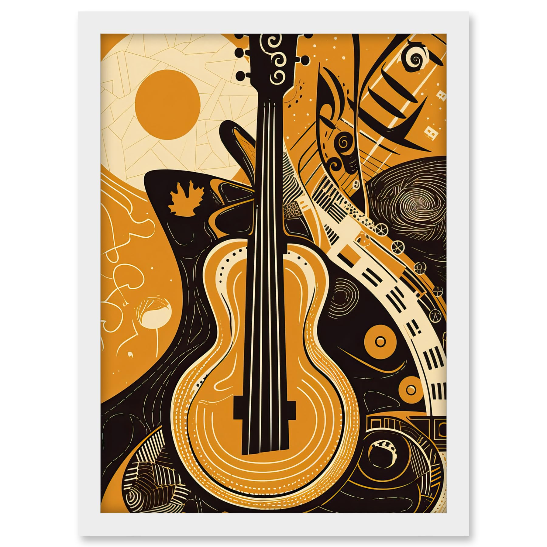 Artery8 Abstract Guitar Music Poster Graphic Illustration Artwork Framed A3 Wall Art Print