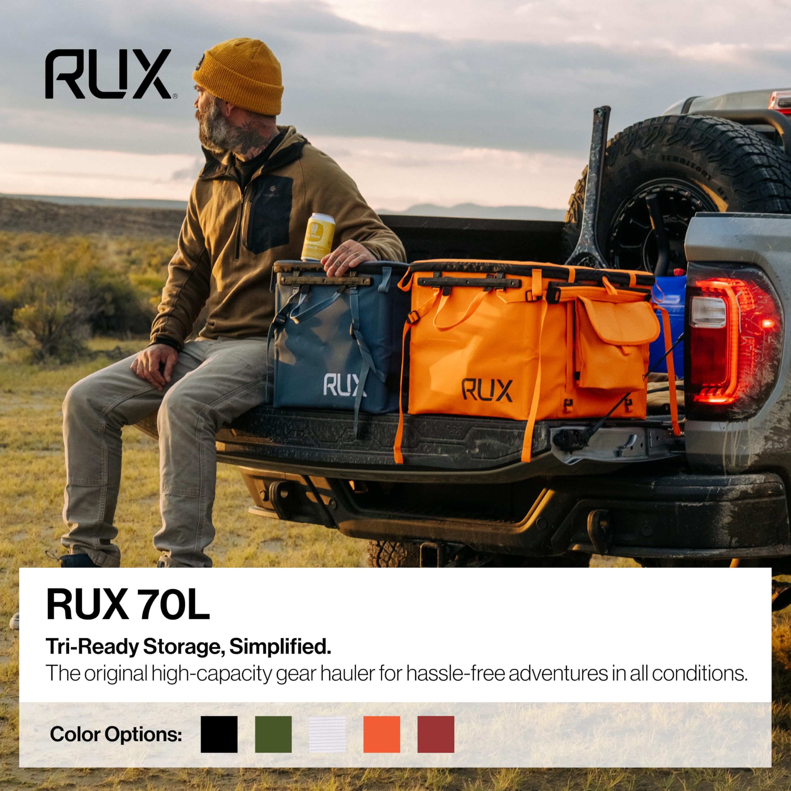 RUX 70L Collapsible Gear Box (Orange) - Modular Adventure Storage Solution For Camping Storage, Overlanding, Off-road And Van Life - Weatherproof, Durable and Multifunctional